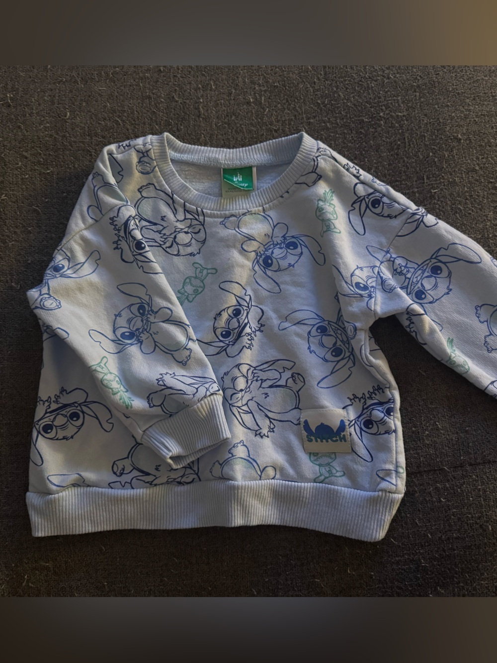 Disney Boys Light Gray Sweater with Navy Blue Print